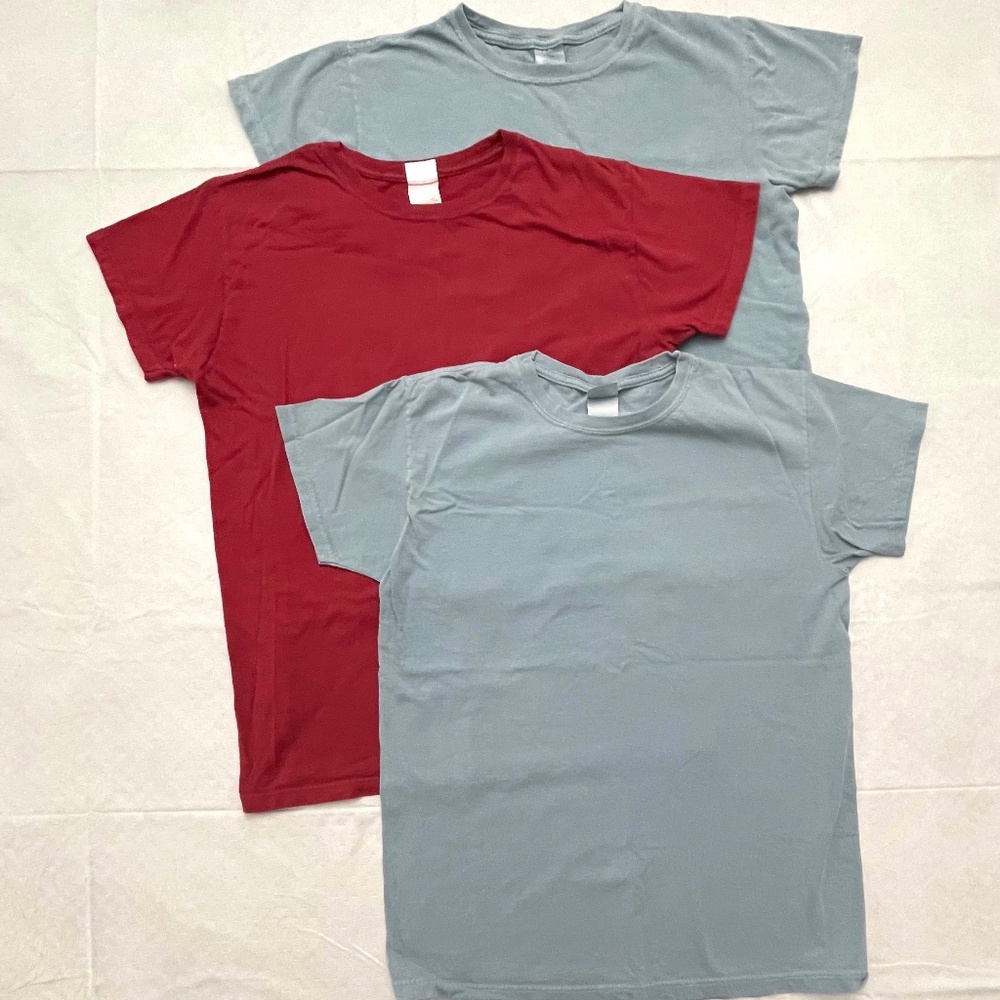 Bundle of 3 Women's Authentic Pigment Short Sleeve T Shirts Size Medium Red Gray